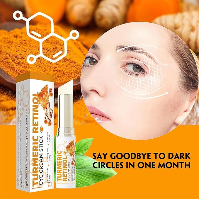 Turmeric Retinol Eye Cream Stick, Eye Balm Stick Hydrating for Dark Circles and Puffiness, Retinol Anti Aging Under Eye Cream, Reduces Fine Lines Eye Bags Eye Cream Stick for All Skin Types (4PCS)