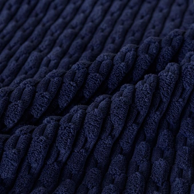 Set of 4 Navy Blue Decorative Throw Pillow Covers 22x22 Inch Corduroy Pillow Covers for Bed Couch Sofa Living Room Soft Square Cushion Cases