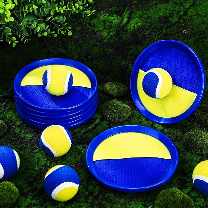 Charniol Kids Toys Toss and Catch Game Set 12 Paddles 6 Balls Beach Game Outdoor Ball Sports Games Toss and Catch Ball Set with Paddles Ball Nylon Catch Toys for Kids Adults