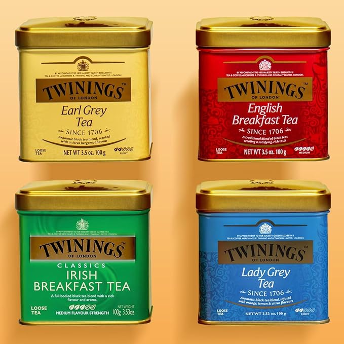 Twinings Earl Grey Loose Black Tea Tin, 3.53 Ounce Tin (Pack of 1), Flavoured with Citrus and Bergamot, Caffeinated, Enjoy Hot or Iced
