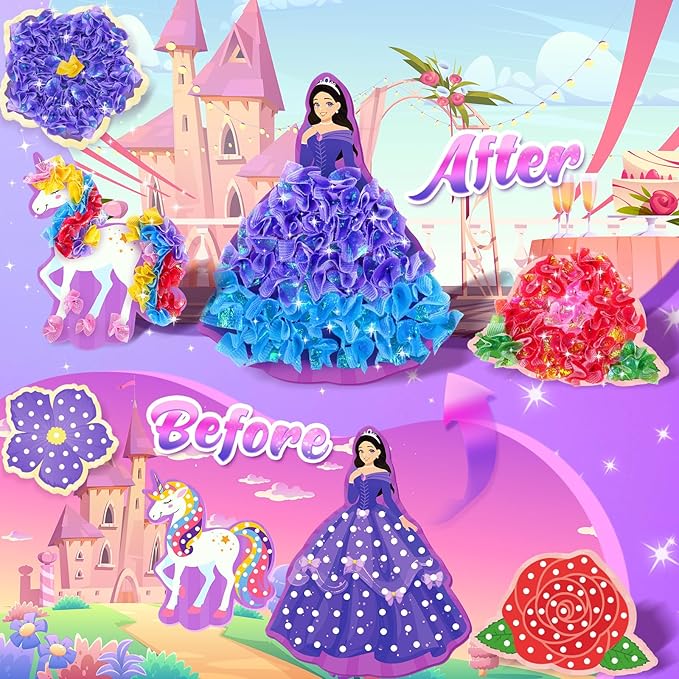 ZOOI Poke Art Kits, Arts and Crafts for Kids Girls Ages 8-12, Pretty Pretty Princess Game, Poke in Crafts for Girls 8-12, Birthday Gifts for 4, 5, 6, 7, 8 Year Old Girl Toys Age 6-8 Art Kits