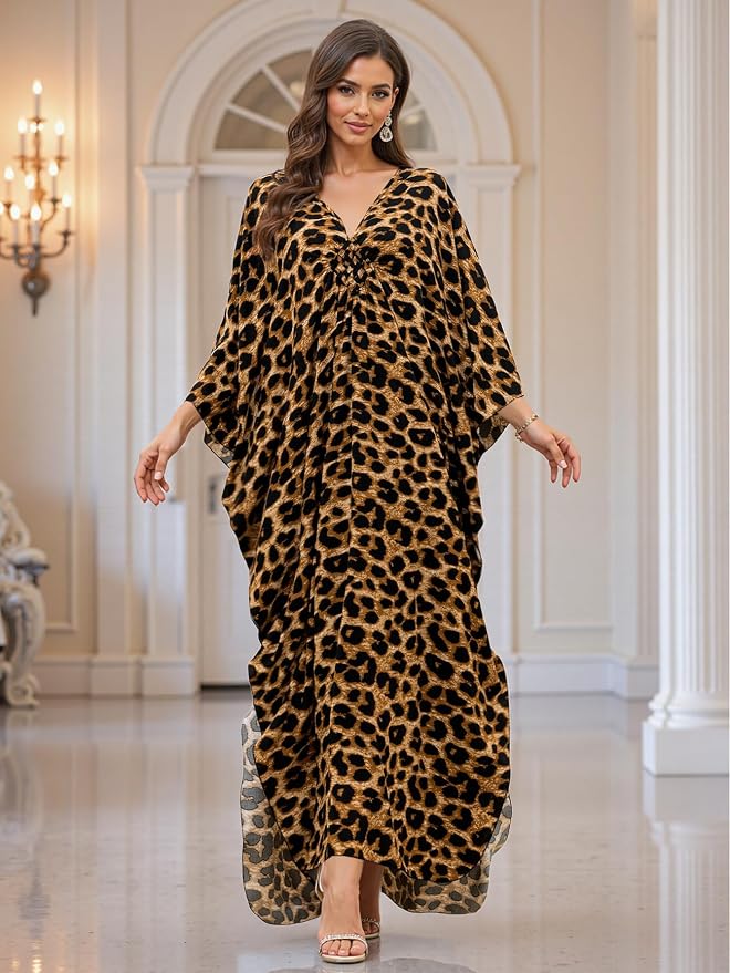 Mumu Dresses for Women Plus Size, Bohemian Kaftan Beach Cover Up Long Maxi Nightgown Soft Loungewear