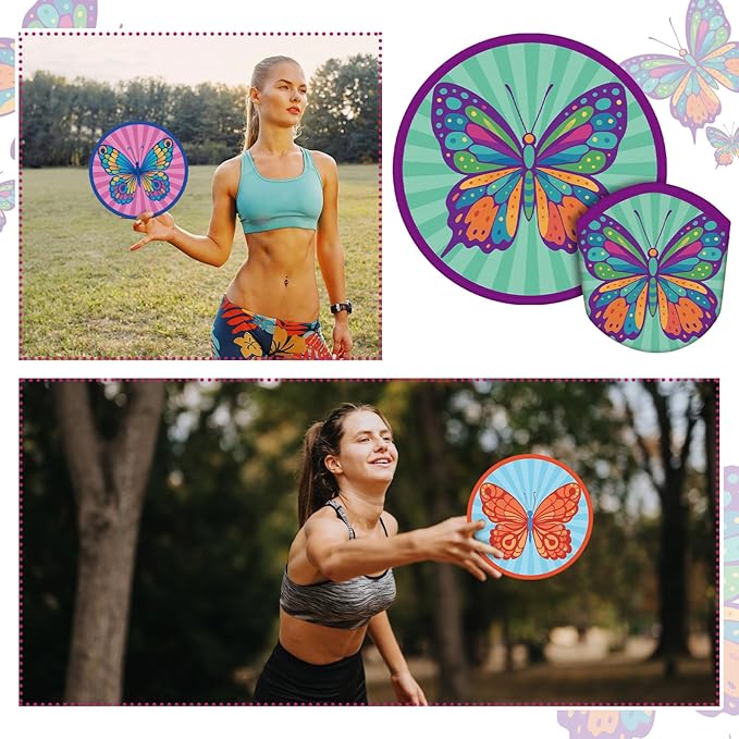 Gejoy 24 Pcs Colorful Butterflies Foldable Fan Style Summer Butterflies Handheld Round Folding Flying Disc for Women Man Daily Use Festival Wedding Party Favors Decorations Portable, 8 Style