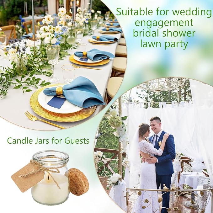 MTLEE 25 Pcs Wedding Jar Candles for Guests Wedding Candle Gift Natural Wax Candles with DIY Tag Cards for Bridesmaid Baby Shower Party Favors Home Supply Decor, Scents of Jasmine