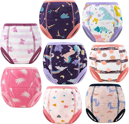 MooMoo Baby 8 Packs Potty Training Pants Cotton Absorbent Training Underwear for Toddler Boy and Girls 2T-9T