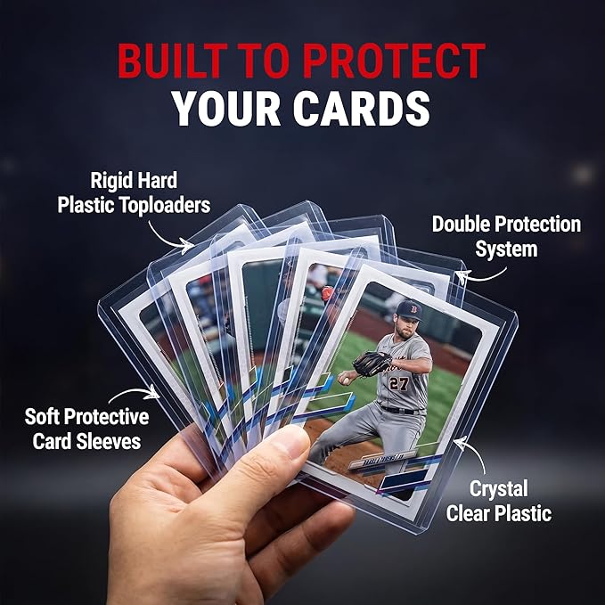 Ultra PRO 3" x 4" Clear Regular Toploaders for Cards with Card Sleeves Bundle Standard Size 200ct Trading Baseball Toploader Card Sleeve Protectors