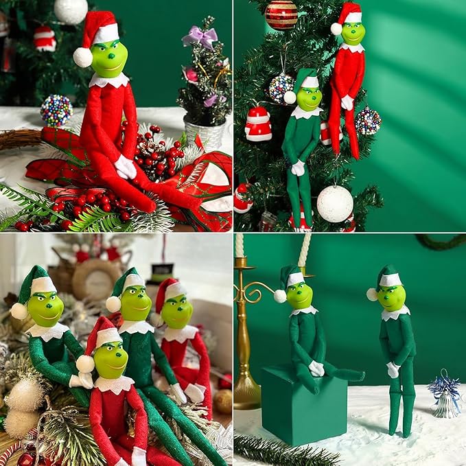 12.6'' Red Christmas Monster Plush Toy, Christmas Stuffed Figures Doll for Kids and Christmas Tree Home Decorations(Red)
