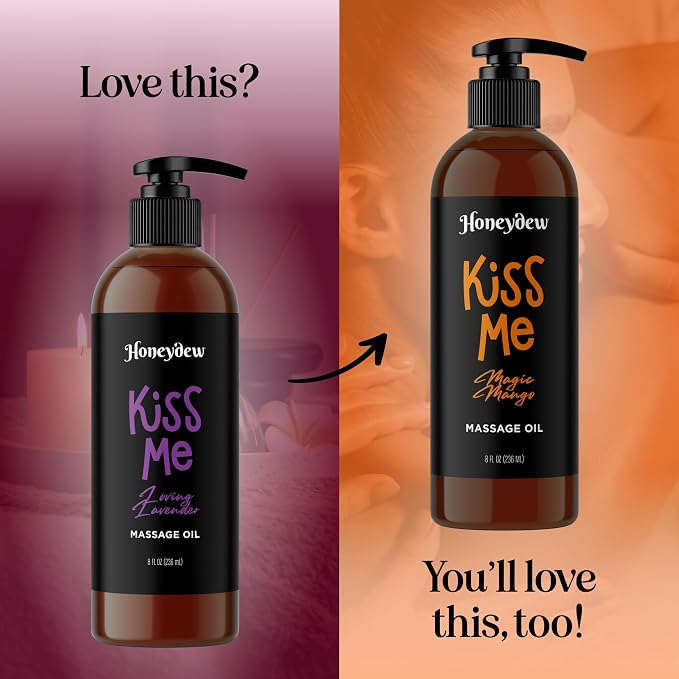 Tempting Lavender Massage Oil for Couples - Aromatherapy Sensual Massage Oil for Date Night with Lavender Essential Oil and Sweet Almond Oil - Vegan Non Greasy & Smooth Gliding Formula (8 Fl Oz)