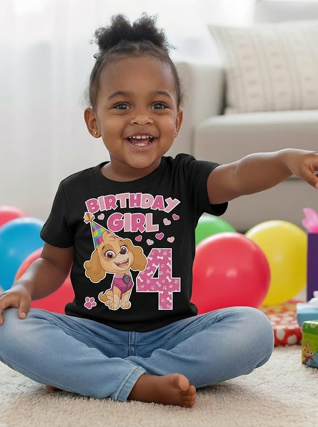 Skye Paw Patrol 4th Birthday Girl Shirt for 4 Year Old Girls - Pup-Themed Party Toddler T-Shirt