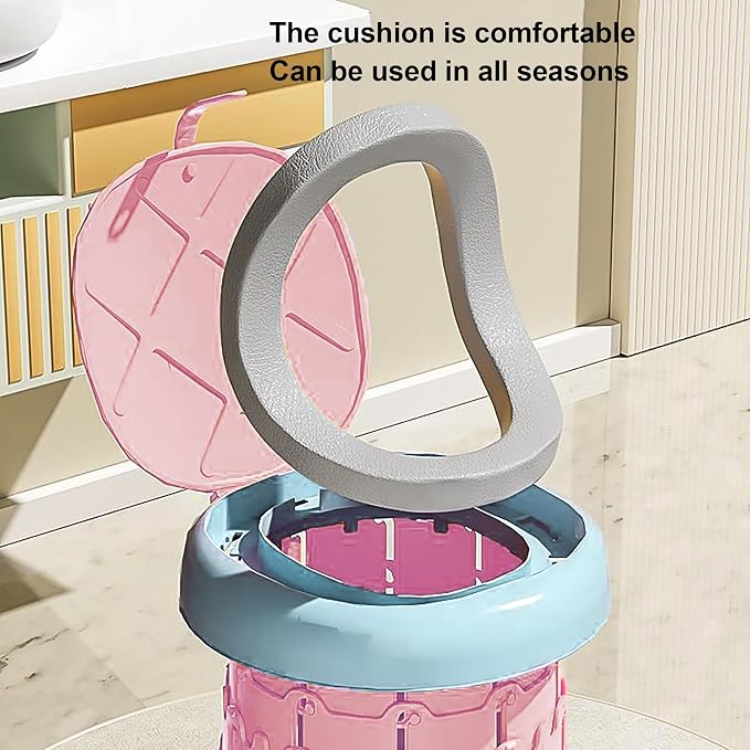 PVC Portable Potty, Children's Foldable Toilet, Baby Travel Urinal (Pink)