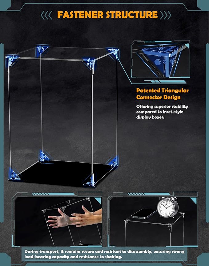 Clear Acrylic Display Case, Front-Open Door with Magnetic Buckle, Assemble Display Box, Dustproof Protection Showcase for Figures, Collections, Models, Toys (6x6x10 inch, 15x15x25 cm)