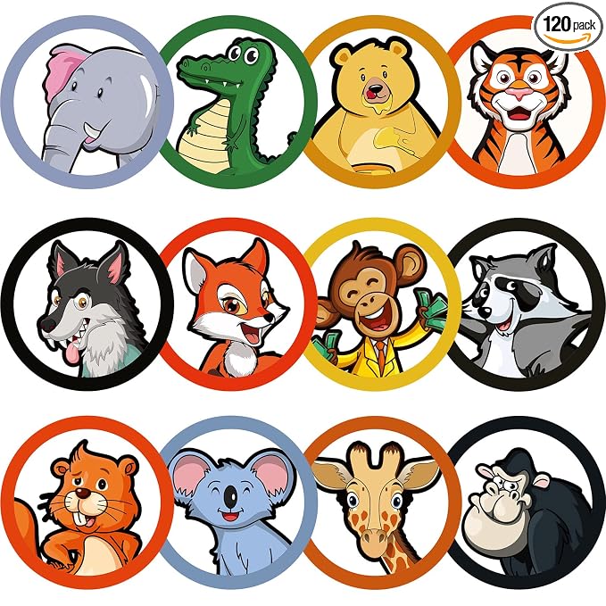 Chinco 120 Pcs Pee Targets for Boys Training Toilet Tinkle Flushable Paper Stickers You Pee on Boys Potty Training Targets Potty Aids Flushable Chart for Toddlers Use(Animals Styles)