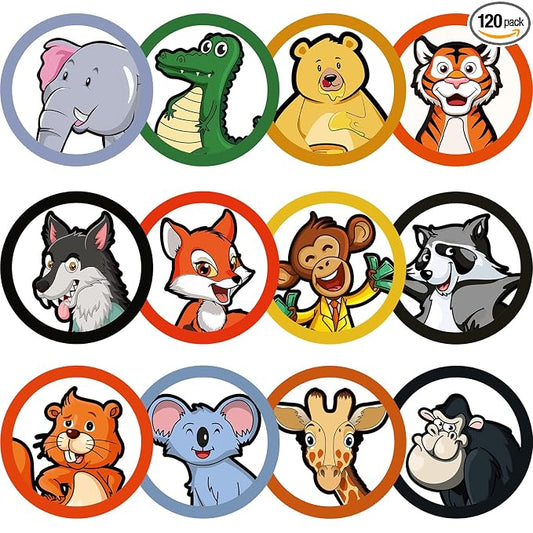 Chinco 120 Pcs Pee Targets for Boys Training Toilet Tinkle Flushable Paper Stickers You Pee on Boys Potty Training Targets Potty Aids Flushable Chart for Toddlers Use(Animals Styles)