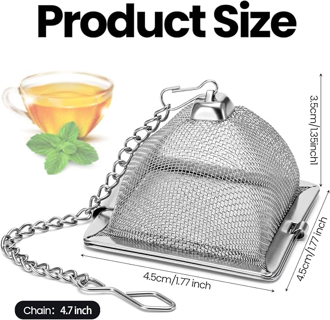 Zopeal 9 Pcs Tea Infuser Stainless Steel Strainer with Extended Chain Hook and Saucer Loose Leaf Steeper Fine Mesh Ball Tea Filter for Brew Spices Seasonings Fits Cup Mug Bottle (Pyramid)