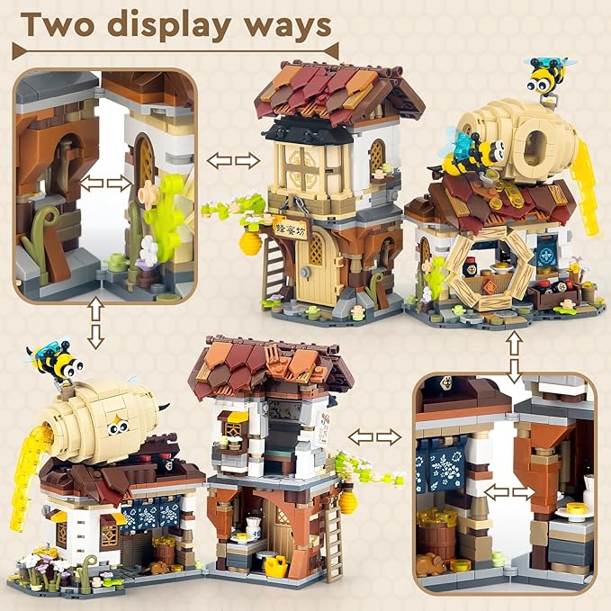Honey Workshop Mini Building Set, MOC Creative DIY Simulation Architecture Toy, Collectible for Adults, Kids 8-12, NOT Compatible with Classic Bricks (1242 Pieces)