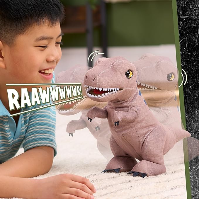 Just Play Jurassic World Roarin T-REX Plush, Kids Toys for Ages 3 Up