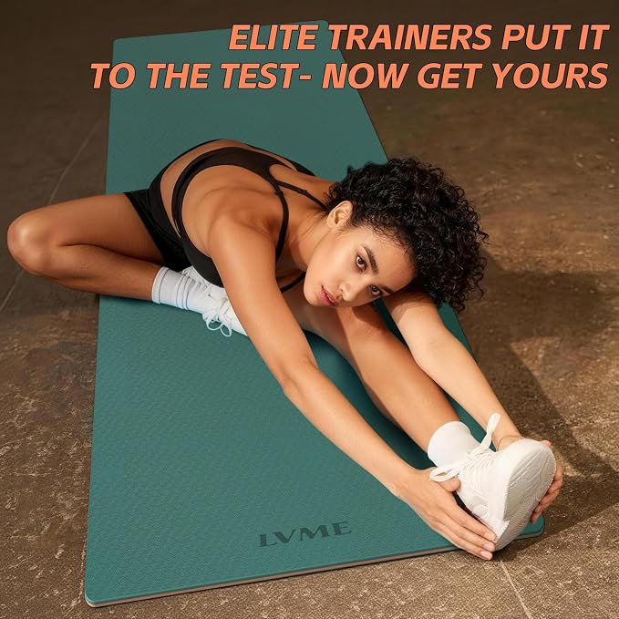 Thick Yoga Mat 72"x24" – 1/4" or 2/5" Option | Non-slip & anti-tear TPE, lightweight with carrying strap, beginner-friendly for women & men, yoga/pilates/floor workout