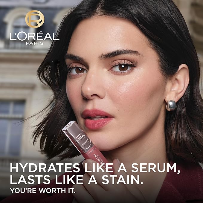 L'Oreal Paris Hyaluron Tint Lip Stain Serum, Long Lasting, Hydrating Lip Makeup Infused with Hyaluronic Acid, 680 Nude Espresso (Medium Brown Nude)