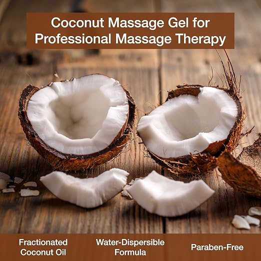 Bon Vital' Coconut Massage Gel, 8 oz, Lightweight Formula with Pure Fractionated Coconut Oil, Professional Therapy Lotion, Hydrating and Unscented