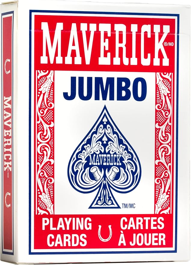 Maverick Jumbo Playing Cards 12 Pack, Large Print, Blue Deck, Bulk Playing Cards for Poker, Card Games, and Group Play