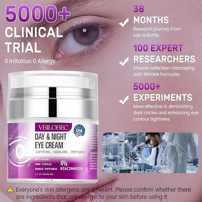 2025 Latest Caffeine Eye Cream:[30+ SGS Certified] [Used by Over 1M Fans] Anti-aging Eye Cream to eliminate dark circles, puffiness, and fine lines.1.7 fl oz, for Women& Men,2PC