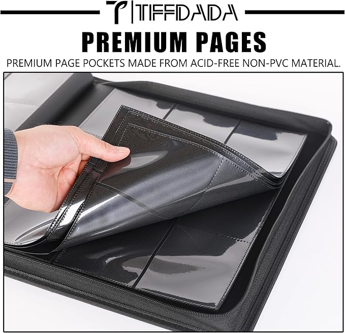 Top Loader Binder for Cards, 9 Pocket, Holds Up to 360 Toploaders with Ringless 20 Double-Sided Sleeves, Side Loading Top Loader Card Binder with Zipper for Trading Sports Cards in 3" x 4" Toploaders