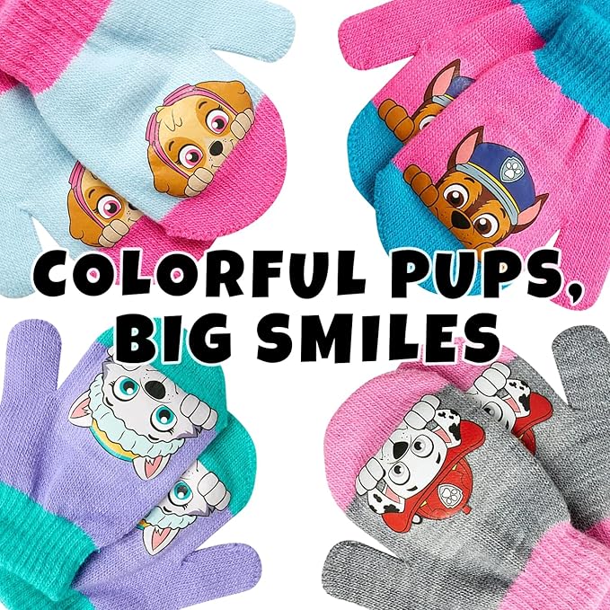 Nickelodeon Girls' Paw Patrol Ski Gloves - Marshall, Chase, Rubble Ski Gloves or Mittens (2-7)