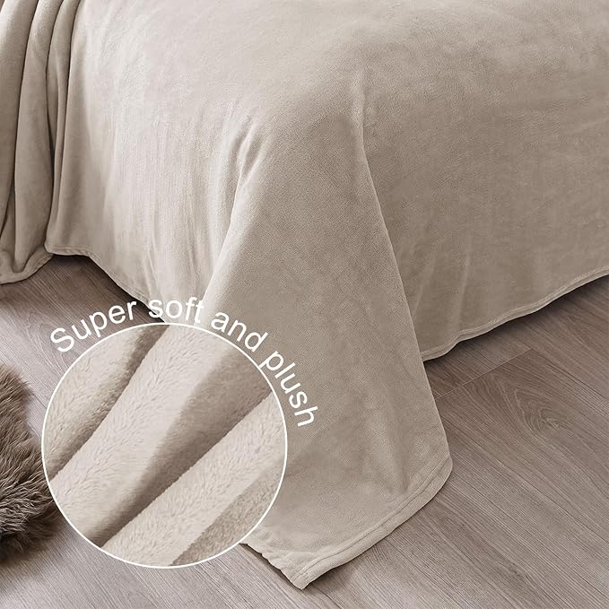 Exclusivo Mezcla Soft Large Fleece Throw Blanket for Couch, Camel | 50x70 Inches, Double-Sided Brushed Flannel, Lightweight Plush Cozy Blanket for Home Decor, All Season, Machine Washable