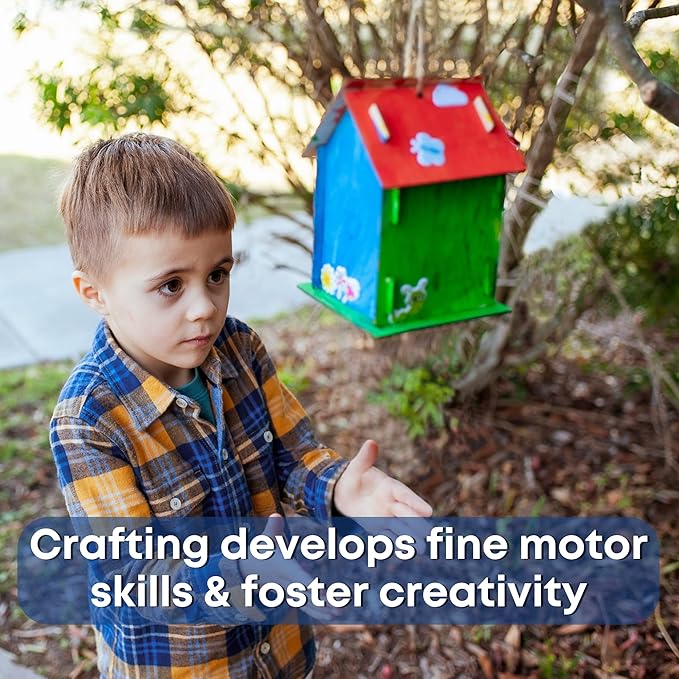 12 DIY Bird House Kits For Children to Build - Wood Birdhouse Kits for Kids to Paint - Unfinished Wood Bird Houses to Paint for Kids - Wood Craft Project Kits - Wooden Arts & Craft for Girls & Boys