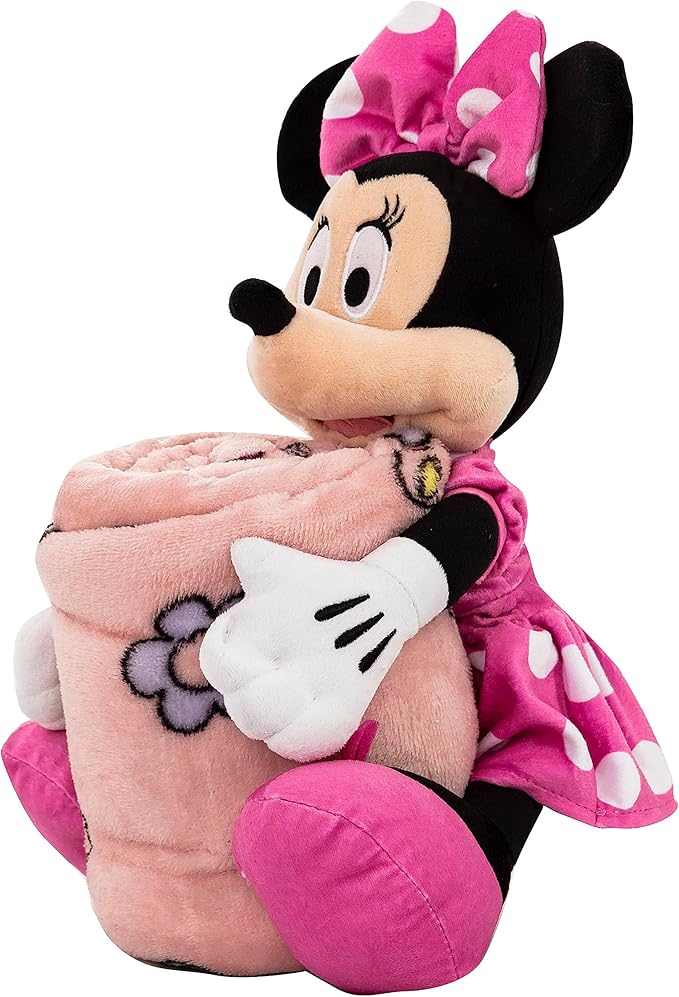 NORTHWEST Minnie Mouse Favorite Things Character Hugger Pillow & Silk Touch Throw Blanket Set, 40" x 50"
