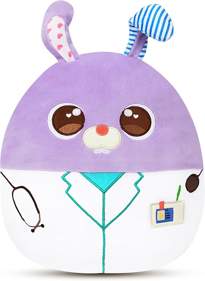 Easfan 12'' Doctor Rabbit Plush Pillow Soft Plush Toy Cute Stuffed Animal Home Room Decoration Gifts for Kids Toddlers