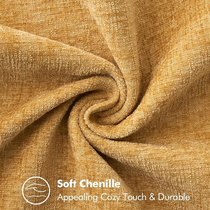 MIULEE Decorative Couch Throw Pillow Covers 16x16 Inch Gold 2 Pack | Mustard Yellow, Farmhouse Pillow Covers with Stitched Edge, Soft Chenille Cushion Cases, for Sofa Bed Living Room Home Decor