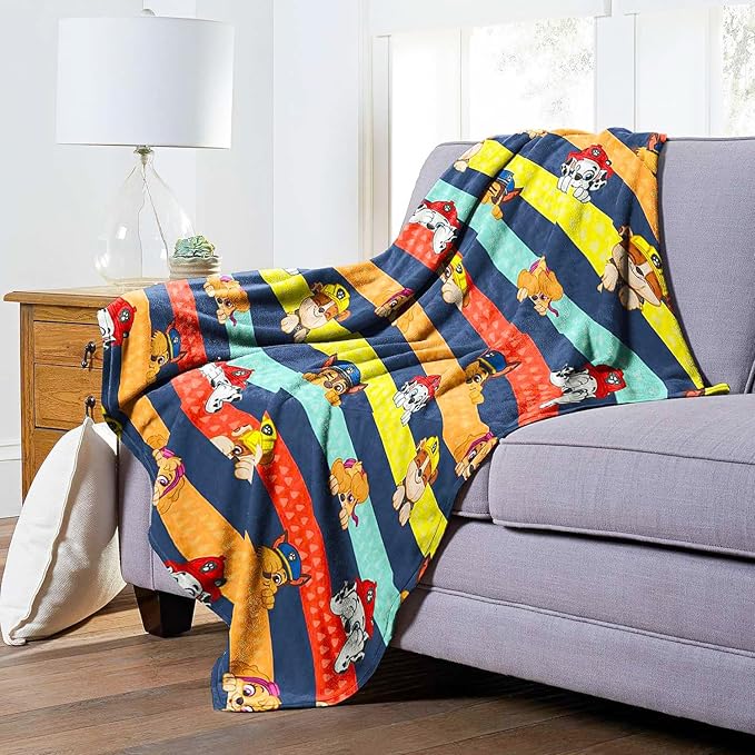 Paw Patrol Throw Blanket for Kids - Bundle with Soft Blanket Featuring Chase, Marshall, Skye, Rubble Plus Stickers, More for Boys, Girls, Kids, Toddlers | Paw Patrol Blanket Size 46" x 60"