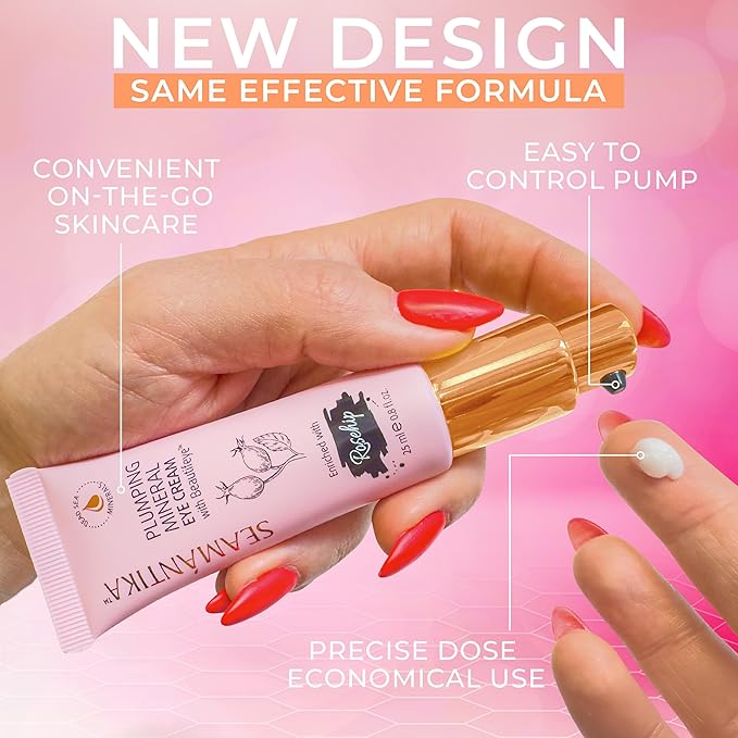 SEAMANTIKA PLUMPING MINERAL EYE CREAM - Firming, Lifting, & Smoothing Formula, Eye Cream Anti-Aging - Quick Absorbing & Rich Moisture Finish, Beautifeye Concentrate for Dry & Wrinkled Skin - 25 ml