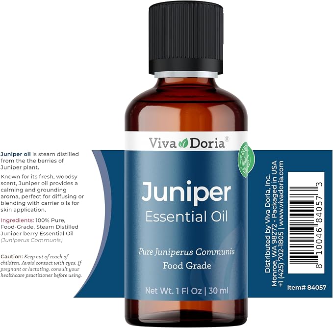 Viva Doria Juniper Essential Oil, 100% Pure, Natural Essential Oil, Undiluted, for Aromatherapy | Food Grade, 30 mL (1 Fluid Ounce)