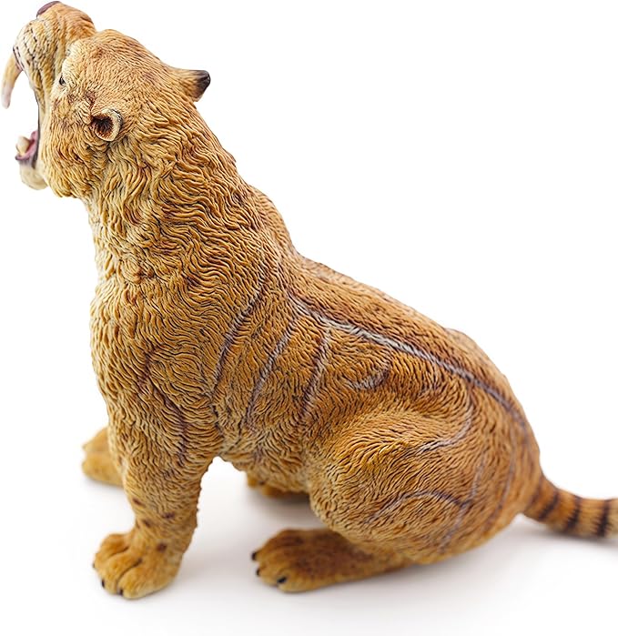 Gemini&Genius Smilodon Action Figure Toy, Saber-Toothed Tiger Wild Animal Model Toy, Beautiful and Accurate Sculptures of Tiger Animal Figure, Gift, Collection, Display & Play for Kids Collectors