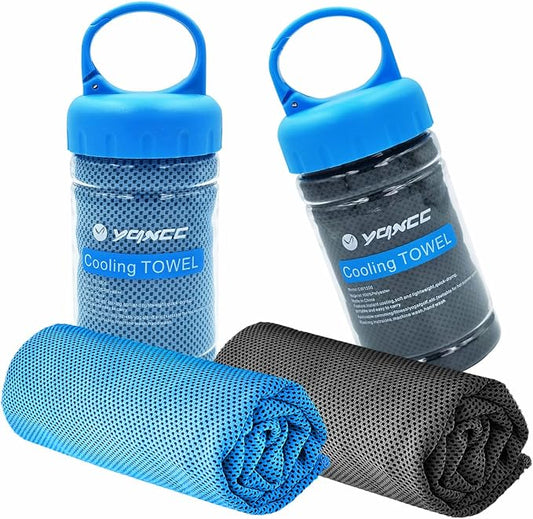YQXCC 2 Pack Cooling Towels (47"x12"), Ice Cool Neck Towel, Soft Breathable Microfiber for Yoga, Golf, Gym, Running, Camping & Hot Weather