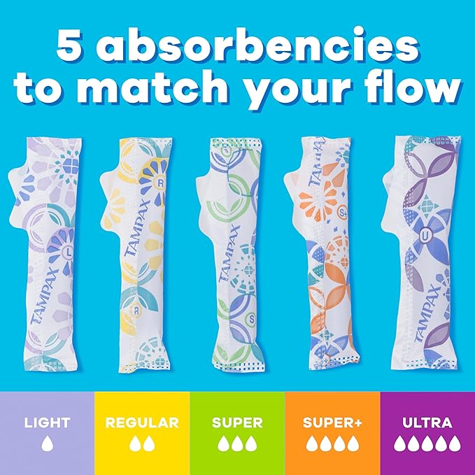 Tampax Pearl Tampons, with LeakGuard Braid, Light Absorbency, Up to 100% Leak and Odor Free Protection, Unscented, 100 Count (2 Packs of 50) (Packaging May Vary)
