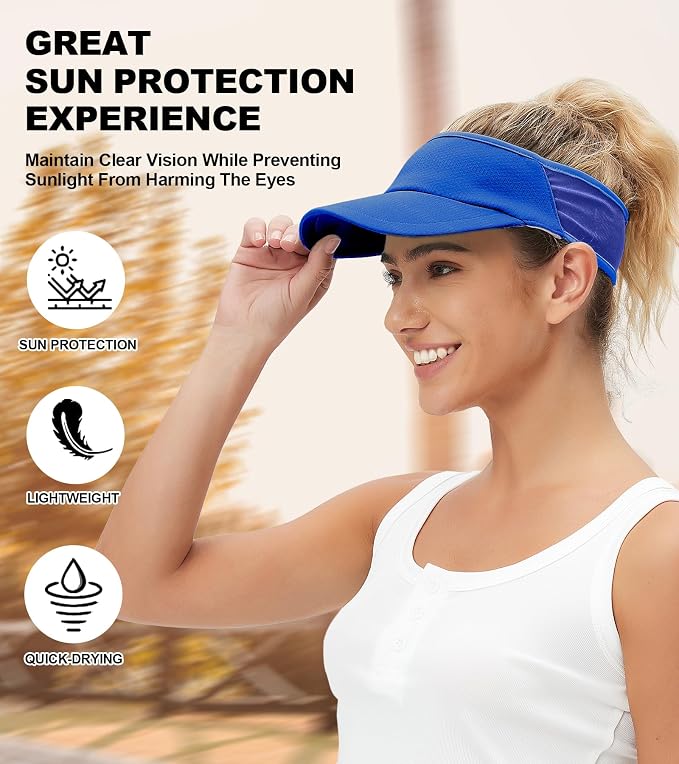 Sun Visor Hats Lightweight Stretchy for Running Tennis Golf | Portable,Mesh breathable,Quick-dry,Cooling Visor Hat,Stretch Fit,For Outdoor Sport Pickleball,Beach Volleyball