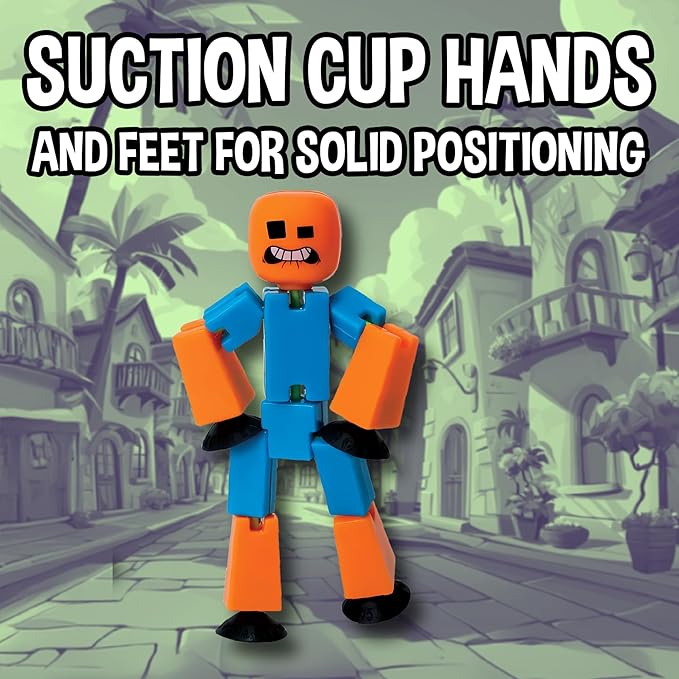 Zing StikBot Crazy Faces 3-Pack – Exclusive Solid Colors | Posable Action Figures with Suction Cups for Stop-Motion Animation & Creative Play | Award-Winning STEAM Toy, Age 4+