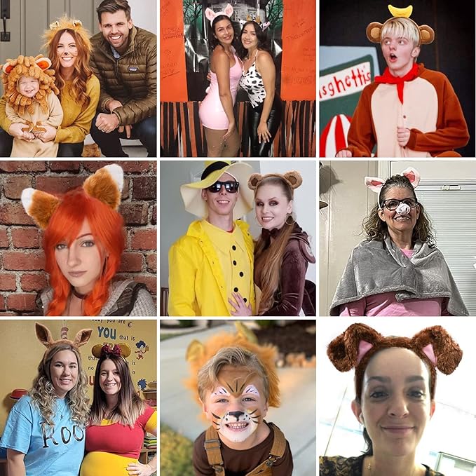 Plush Animal Ears and Horns Headband-Halloween Christmas Festival Theme Party Animal Cosplay Costume Headbands