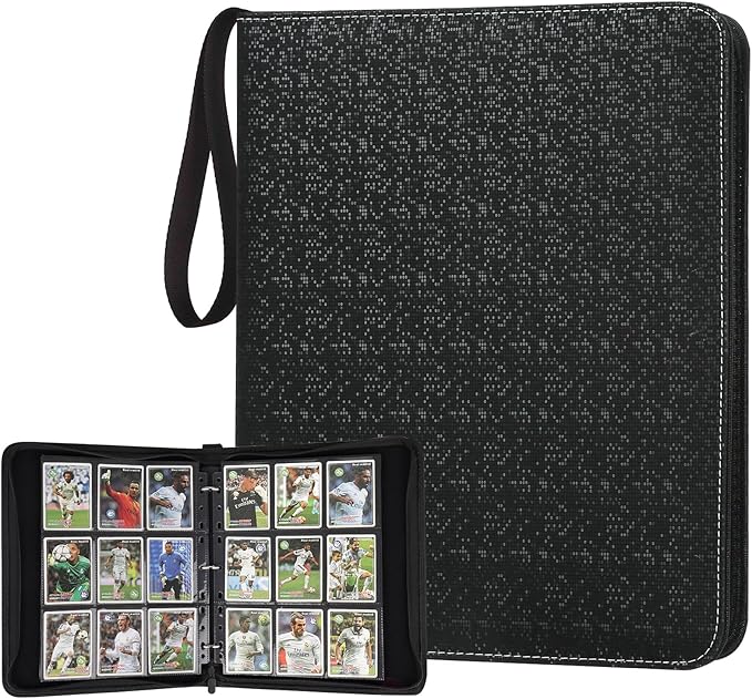 GERMUN 9 Pocket Card Binder, Premium Zip Trading Card Binder, 720 Double Sided Pocket PU Card Collection Binder, Collector Card Album, Card Folder for MTG, TCG, Sports Cards, Game Cards (Black2)
