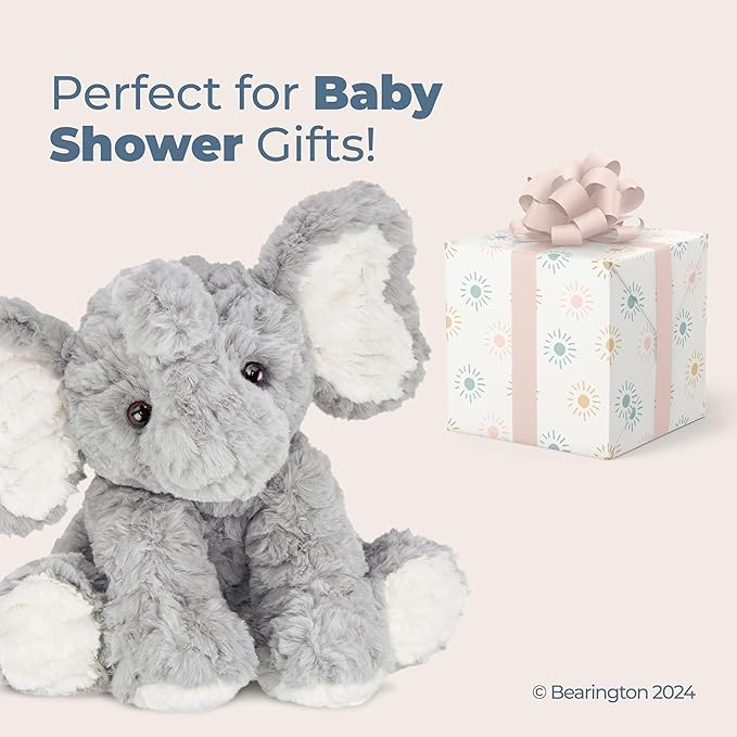 Bearington Collection Dinky Plush Stuffed Elephant for Baby - 11-Inch Stuffed Animal