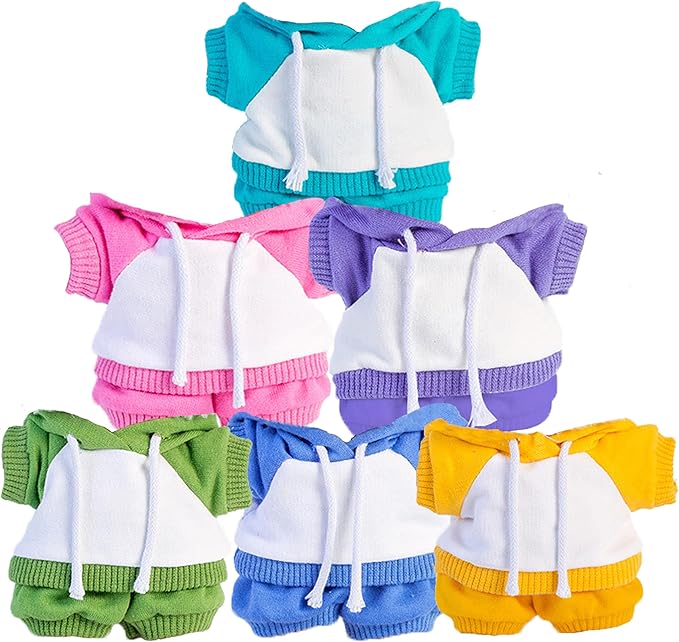 17cm Dolls Clothes,Casual Stylish Hoodies & Pants Doll Outfit Set, Stylish Doll Clothing Accessories for 17cm/15cm-Lake Blue(No Doll)