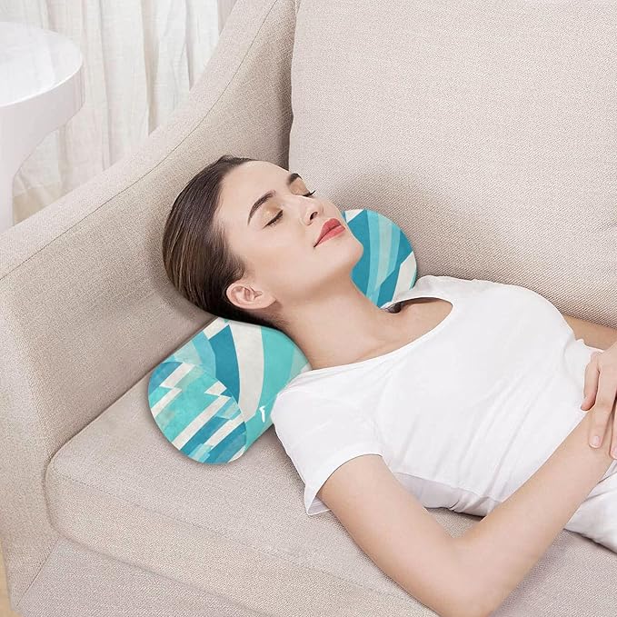 Bolster Pillow Cotton Neck Roll Pillow for Sleeping Outdoor Round Pillows Cylinder Pillow Decorative Cervical Pillow Covers with Zipper Cyan Stripe