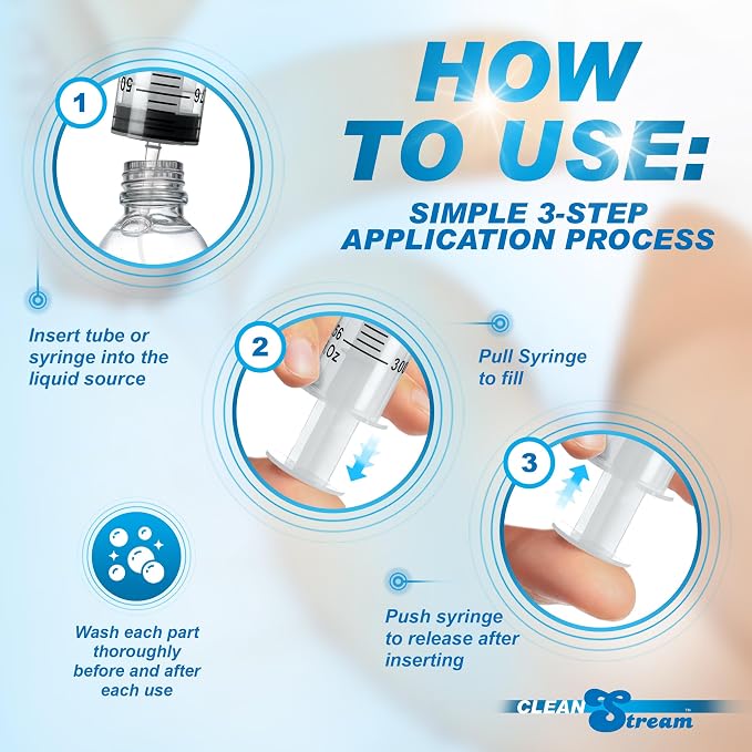 Cleanstream 300 Ml Enema Syringe With Tube For Anal Cleansing. Tapered Tip For Easy Insertion - 300 Ml, Clear