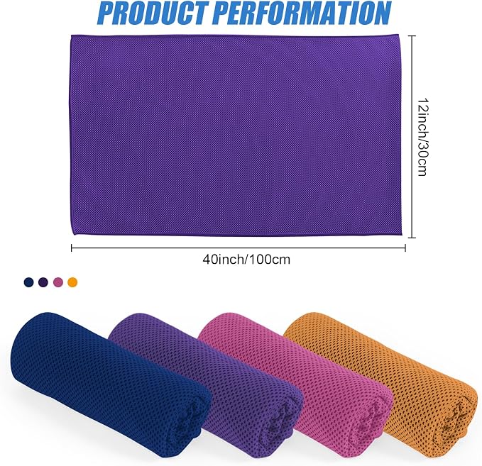 4 Pack Cool Towels for Gym Yoga Fitess Running Hiking Tennis,Cooling Towel for Neck and Face(4 Pack-04)