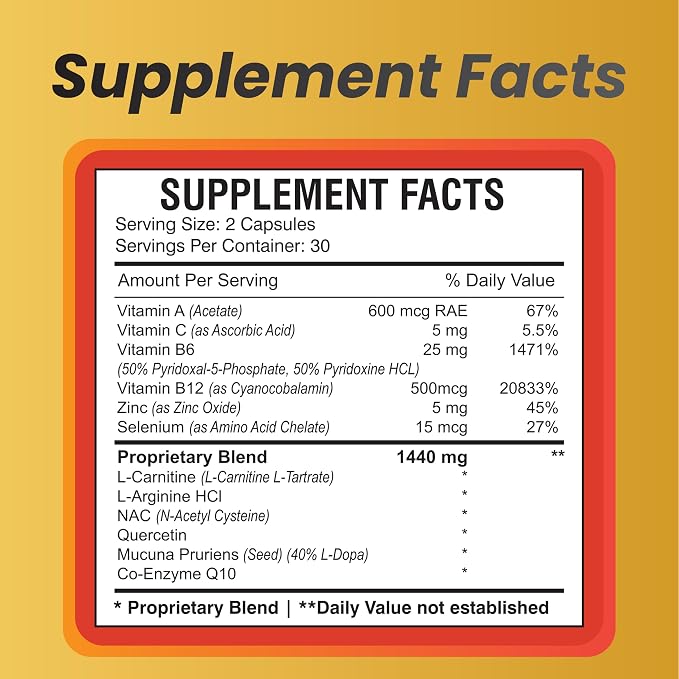Motility Max – Supports Sperm Motility & Reproductive Health Promotes Healthy Blood Flow, Libido & Testosterone Levels Antioxidant Formula with L-Arginine, L-Carnitine & Essential Nutrients 60 Capsule