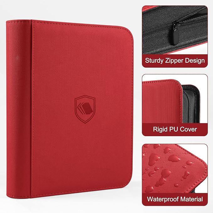 Toploader Binder, Holds 160 Toploaders, 100 Toploaders INCLUDED, 4-Pocket PU Cover Top Loader Binder for 3" x 4" Rigid Toploader, Ringless Double-Sided Toploader Card Binder for TCG, Sport Cards