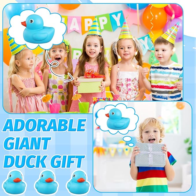 Honoson 6.89 Inch Giant Rubber Duck Big Rubber Duck Large Duckling Bath Toy with Squeaky Sound for Summer Baby Shower Birthday Party Favor Gift(Blue)